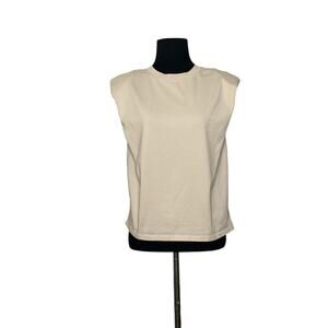 Aritzia Babaton Beige Padded Shoulder Sleeveless Top size XS